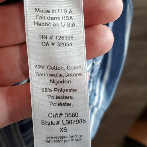 Anthro Left of Center tie sleeve blue tee - Picture 5 of 8